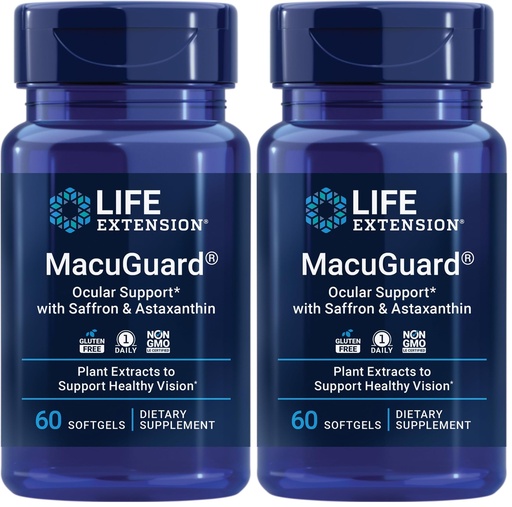 [BRSRGGQNCIFGOELL] Life Extension MacuGuard Ocular Support with Saffron & Astaxanthin – Eye Health Supplement for Healthy Vision – with Lutein, zeaxanthin, Meso-zeaxanthin – Gluten-Free, Non-GMO – 60 softgels