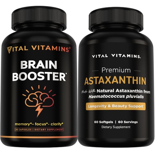 [BRSRGHQODEDRGDLF] Vital Vitamins Brain Booster 30 ct + Astaxanthin 60 ct
