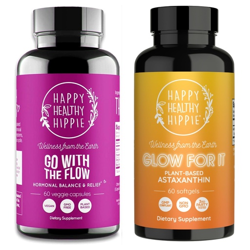 [BRSRGBIEAECBU3A7] Happy Healthy Hippie Glow for It Astaxanthin Supplement & Go with The Flow Hormone Balance for Women