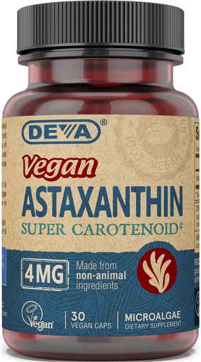 [BRSWIZYZOMOGAAD2] DEVA Nutrition Vitamins Astaxanthin 4mg, Vegan, Super Anti-Oxidant Protection for Skin, Eyes, Joints & Inflammation from Non-GMO Haematococcus Pluvialis Microalgae, 30 Capsules