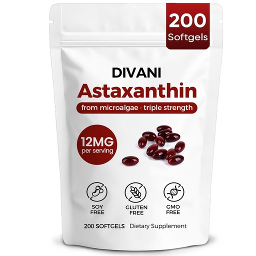 [BRSRGAYFOQFB4C3K] Divani Astaxanthin, Natural Astaxanthin, Non-GMO, Gluten-Free, Soy Free, Daily Eye, Skin Support (1)
