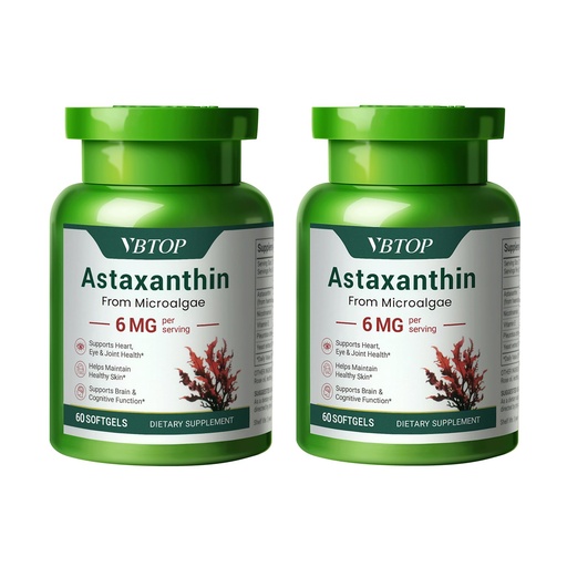 [BRSRGEIHO4PQEDLL] 2 Bottles Astaxanthin 6 mg, Premium Astaxanthin Supplement with Antioxidant Activity, Supports Eye, Skin, Joint, and Immune System Health. Fresh Microalgae Source, Non-GMO, gluten-free - 120 softgels