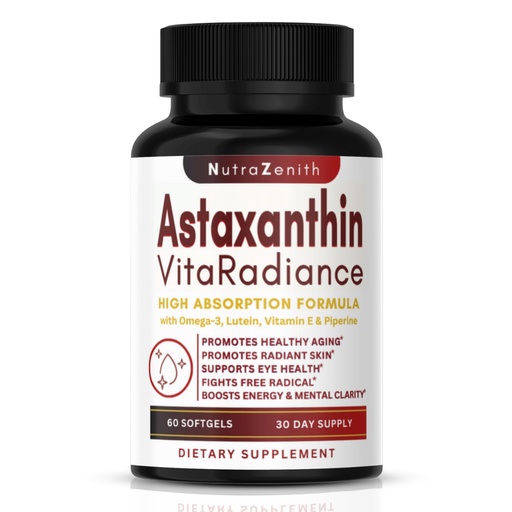 [BRSREZQ6AUORMCQY] Astaxanthin Supplement with Omega-3, Vitamin E & Lutein – 60 Capsules for Super Antioxidant Support, Energy Boost, Mental Clarity & Eye/Skin Care – Triple-Action Formula (Powerful Antioxidant Complex)