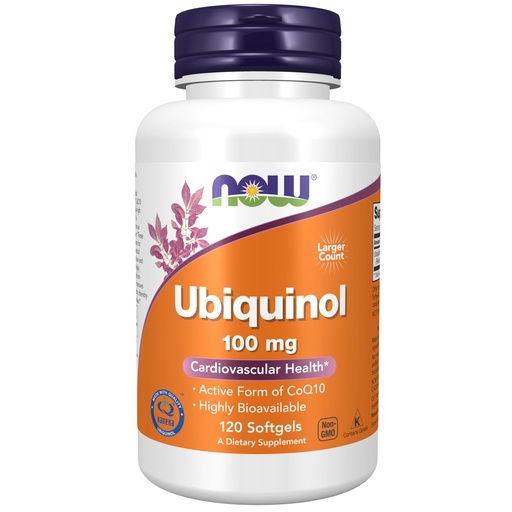 [BRSWIGIBCIBRADT6] Now Supplements, Ubiquinol 100 mg, High Bioavailability (The Active Form of CoQ10), 120 Softgels