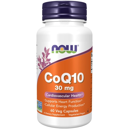[BRSWIYYPOMMAG2TE] NOW Supplements, CoQ10 30 mg, Pharmaceutical Grade, All-Trans Form produced by Fermentation, 60 Veg Capsules
