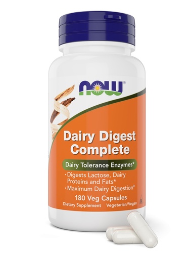[BRSRG2YLAQIBYCQV] Now Dairy Digest Complete, 180 Veg Capsules, Lactose Digestion Support*, Dairy Tolerance Enzymes*