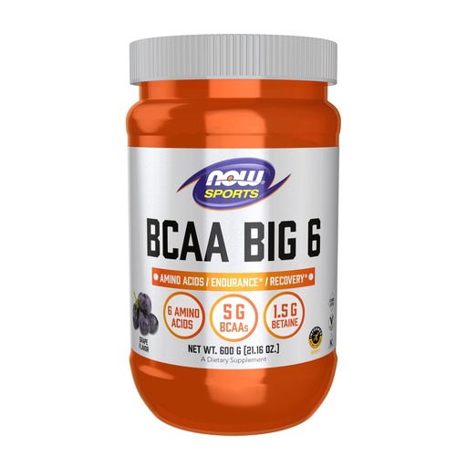 [BRSWECQROB6GGAYU] NOW Foods Sports Nutrition, BCAA (Branched Chain Amino Acids) Big 6, Grape Flavor, 600 Grams