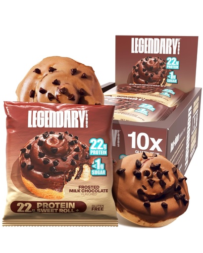 [BRSRAZA3DJ4AK3YY] Legendary Foods Cinnamon Roll 22g Protein Bars – Gluten-Free, Low Carb Meal Option – Sweet Zero Sugar Snack, Keto-Friendly – 10-Pack High Protein Pre- or Post-Workout Nutrition Bars - Milk Chocolate