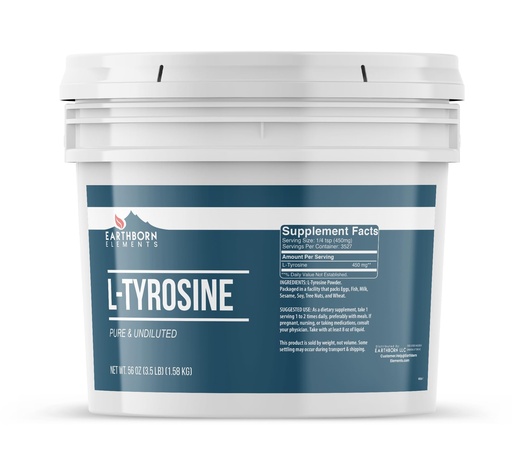 [BRSRMAI3OUCBAGT2] Earthborn Elements L-Tyrosine 1 Gallon Bucket, Pure & Undiluted, Dietary Supplement Powder