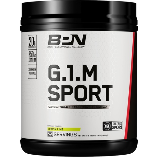 [BRSWY233CAHGG2TZ] BARE PERFORMANCE NUTRITION, BPN G.1.M Go One More Sport, Endurance Training Fuel, Superior Carbohydrate & Electrolytes Powder Formula, Reduce Fatigue, Lemon Lime, 25 Servings