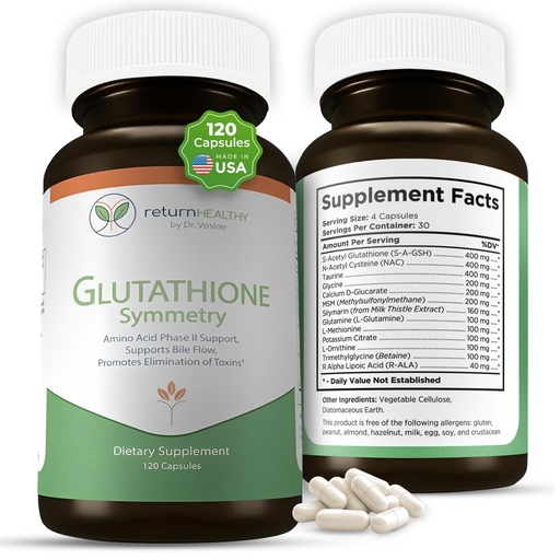 [BRSROZINOUHQGELX] Glutathione Symmetry | S-Acetyl Glutathione Supplement | Antioxidants & Detoxification Supplement | Natural Cellular Support | All-Natural, Vegan, Non-GMO, 120 caps