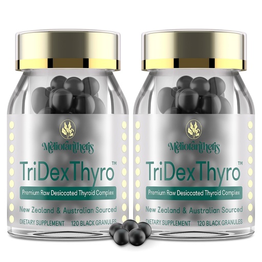 [BRSREGDYDJ4A23D5] Thyroid Supplement – TriDexThyro™ Raw Desiccated Thyroid Complex 375 mg with Bovine, Porcine & Ovine –120 Capsules for Women and Men（2 Pack）