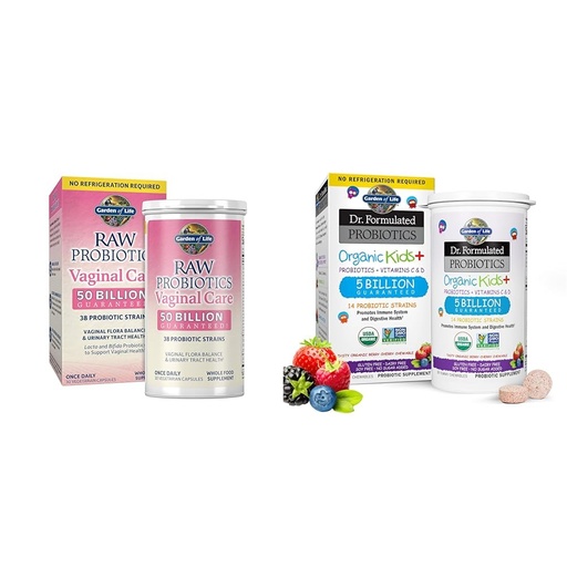 [BRSRAYYYAQDRYGTV] Garden of Life Probiotics for Women's Health, Kids Immune Support - 50 Billion CFU, 5 Billion CFU, 30 Capsules, 30 Chewables