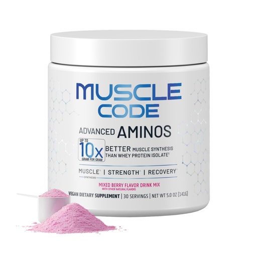 [BRSREAAHOQNGOHLB] NAUTILUS Muscle Code Essential Amino Acid Powder Muscle Synthesis & Repair & Strength Natural Mixed Berry Flavor – 30 Servings Clinically Studied 0g Sugar, Keto, Vegan, Gluten Free, Dairy Free
