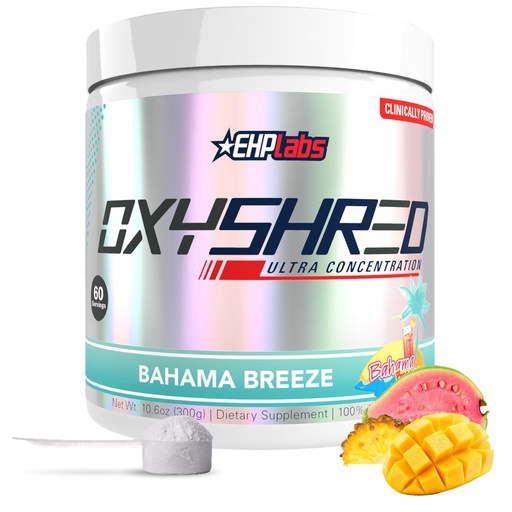 [BRSW2FIKB56B6CLK] EHP Labs OxyShred Pre Workout Powder - Preworkout Powder with L Glutamine & Acetyl L Carnitine, Energy Boost Drink - Bahama Breeze/Beach, 60 Servings