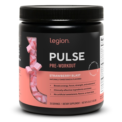 [BRSRGY37OEORU3T5] LEGION Pulse - All Natural Nitric Oxide Preworkout Drink to Boost Energy, Creatine Free, Naturally Sweetened, Beta Alanine, Citrulline, Alpha GPC (Strawberry Blast)