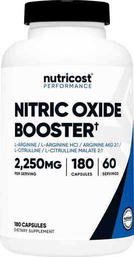 [BRSW2ED5A4PBUAD4] Nutricost Nitric Oxide Booster 2250mg, 180 Capsules - 750mg Per Casule, 60 Servings - Gluten Free and Non-GMO