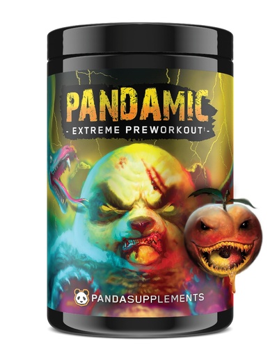 [BRSREHAHCFYWAAYV] Underground Bio Labs™ Panda Supps - Pandamic Extreme Pre-Workout V2: Focus, Pump and Energy for Men and Women (25 Servings)(Peach Gummy Rings)