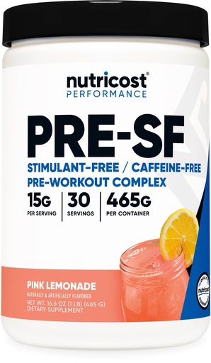 [BRSWYBI7B4CW2DTD] Nutricost Stim-Free Pre-Workout, 30 Servings (Pink Lemonade) - Caffeine Free, Stimulant Free, Non-GMO, Gluten Free