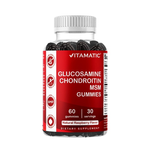 [BRSRMZQTC5YBYCDH] Vitamatic Glucosamine Chondroitin Gummies with MSM & Vitamin E – Joint Support Formula – 60 Pectin-Based Vegan Gummies