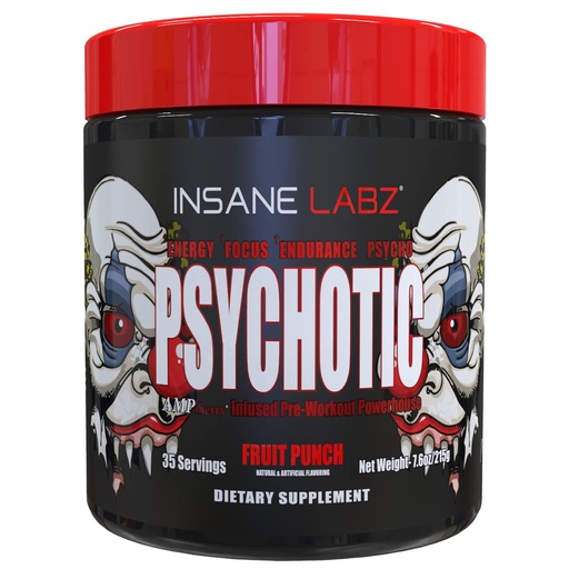 [BRSW2HY7PIOW2ETL] Insane Labz Psychotic, High Stimulant Pre Workout Powder, Extreme Lasting Energy, Focus and Endurance with Beta Alanine, Creatine Monohydrate DMAE, 35 Srvgs (Fruit Punch)