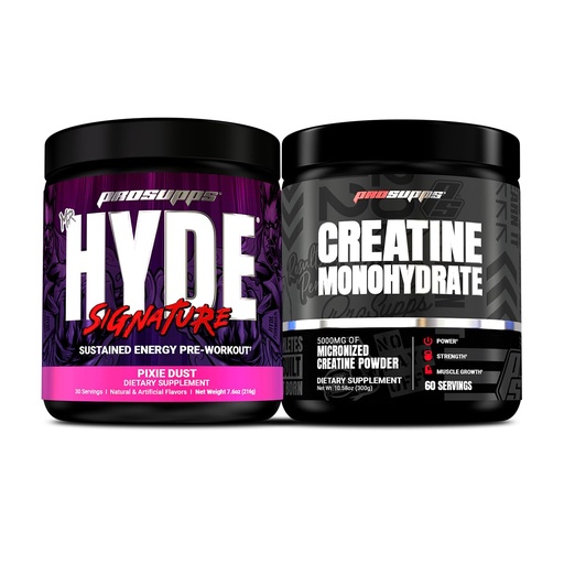 [BRSROBT2B56GCCY3] PROSUPPS Hyde Signature Sustained Pre Workout, Pixie Dust and Creatine 300 Bundle