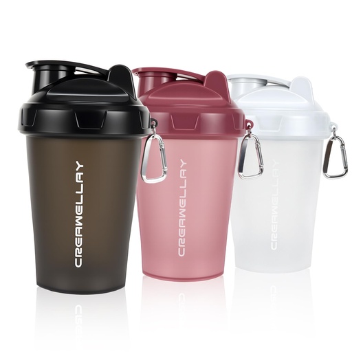 [BRSRAZYYBV7GA2D3] 3 Pack Shaker Bottles for Protein Mixes, 17 oz Small Protein Shaker Bottle with Handle, Gym Shaker Cups with Blending Ball for Pre Workout, BPA-Free & Dishwasher Safe (Black, White, Pink)