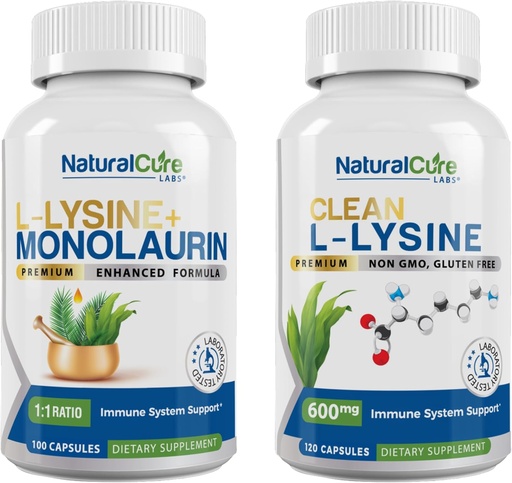 [BRSWYGQRPIGRYH36] Natural Cure Labs Bundle: L-Lysine + Monolaurin + Clean L-Lysine