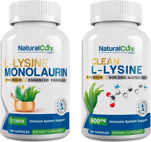 [BRSWYGQRPIGRYH36] Natural Cure Labs Bundle: L-Lysine with Monolaurin + Clean L-Lysine