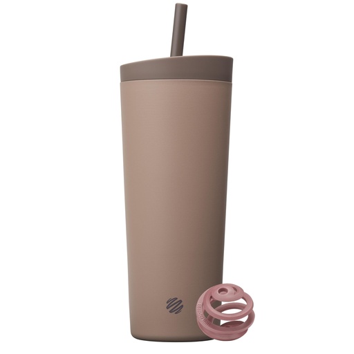 [BRSRGYD4OIMQMDI7] BlenderBottle 2-in-1 Insulated Stainless Steel Shaker Tumbler, Swig Leakproof Lid, Straw, BlenderBall, BPA Free, For Protein Shakes, Smoothies, And Pre Workout, 24 oz, Brown (Cocoa)