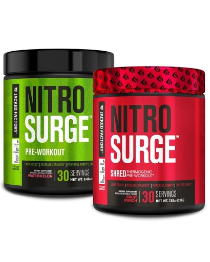 [BRSRMAQDB4DQK2Q3] Jacked Factory Nitrosurge Pre-Workout in Watermelon & Fruit Punch Nitrosurge Shred Thermogenic Pre-Workout for Men & Women