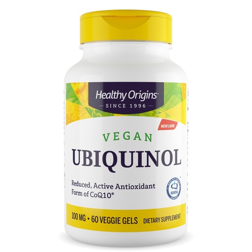 [BRSWYFL4C4FAACLB] Healthy Origins Vegan Ubiquinol (Active Form of CoQ10), 100 mg - Kaneka Ubiquinol Supplements for Heart Health & Antioxidant Support - Gluten-Free & Non-GMO Supplement - 60 Veggie Gels