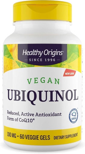 [BRSWYFL4C4FAACLB] Orígenes saludables Ubiquinol vegano (formulario activo de CoQ10), 100 mg - Kaneka Ubiquinol Suplementos para la salud del corazón y el apoyo antioxidante - Gluten-Free &amp; Non-GMO Suplemento - 60 Gels vegetarianos