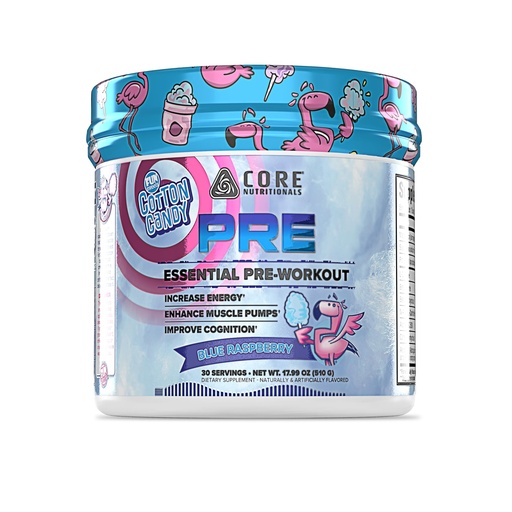 [BRSREHAHARYGEE3A] Core Nutritionals Essential Pre Workout | for Energy & Muscle Pumps | L-Citrulline & Beta Alanine | 200mg Caffeine | 30 Servings (Fun Sweets Blue Raspberry)