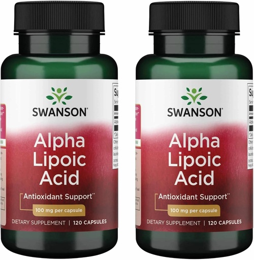 [BRSWGFD3CIIQK2DF] Swanson Alpha Lipoic Acid - Natural Supplement Supporting Healthy Blood Pressure Levels Already Within a Normal Range - Promotes Carbohydrate Metabolism - (120 Capsules, 100mg Each) (2 Pack)