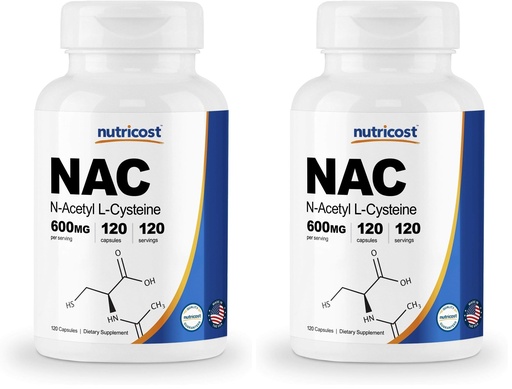 [BRSRGFI7B4DQKE3D] Nutricost N-Acetyl L-Cysteine (NAC) 600mg, 120 Vegetarian Capsules - Non-GMO, Gluten Free, Vegetarian Caps (Pack of 2)
