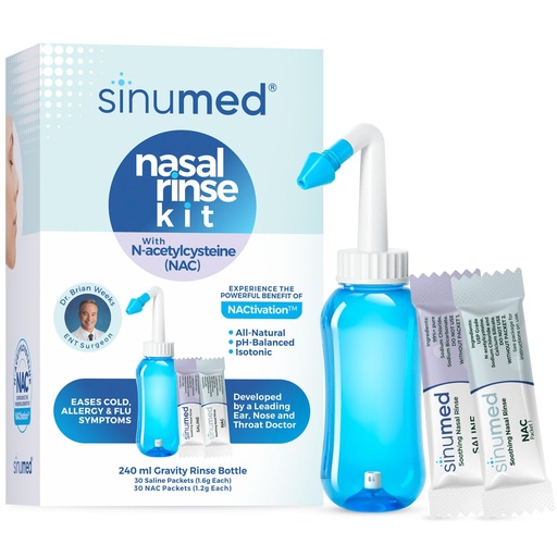 [BRSREGTQCMPAE33U] Sinus Rinse, 60PK Nasal Rinse Packets with NAC and Saline, Gravity Rinse Bottle, Alternative to Neti Pot, Helps with Allergy, Congestion, Cold Symptoms (Gravity Bottle with NAC 60PK)
