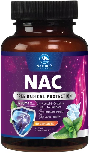 [BRSRACY3OUHRGHLV] NAC Supplement - 1200mg per Serving N-Acetyl-L-Cysteine – Optimal Absorption Immune Support with Powerful Antioxidants - Respiratory & Liver Health Support - Gluten Free, Bottled in USA - 60 Capsules