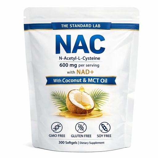 [BRSRGAYNBUPQYADX] The Standard Lab NAC 600mg with NAD+ Daily Complex, N-Acetyl Cysteine Supplement Capsules, Antioxidant Support Formula, Vegan, Non-GMO, Gluten Free, 300 Softgels