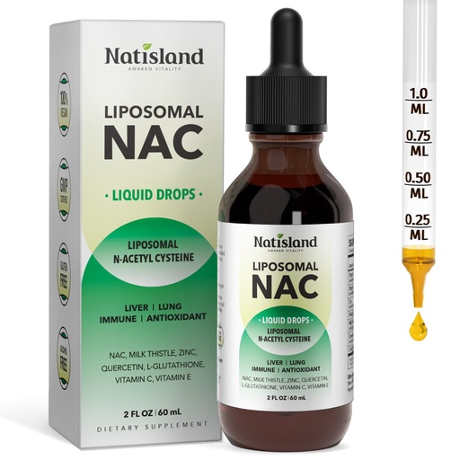 [BRSREYDQOF4BGEY2] Liposomal Liquid NAC Drops, NAC Supplement N-Acetyl Cysteine, NAC 600 mg with Milk Thistle & Quercetin for Adults & Kids, Liver & Lung, Immune & Antioxidant Support, Skin & Cellular Health, 2 Fl Oz