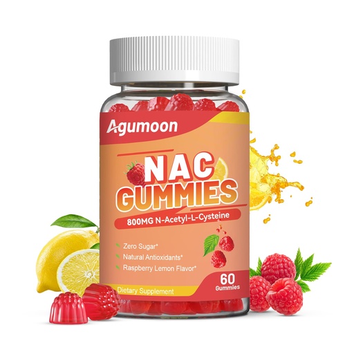 [BRSRABT4PMBGM2QU] NAC Gummies 800mg for Adults & 400mg for Kids, NAC Supplement N-Acetyl Cysteine, Sugar-Free - 60 Vegan Gummies, Antioxidant Supplement, Immune Support