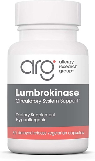 [BRSWIY35C4ARQHTA] Allergy Research Group Lumbrokinase Supplement - Circulatory System Support, Supports Blood Circulation Already in The Normal Range - 30 Delayed Release Vegetarian Capsules