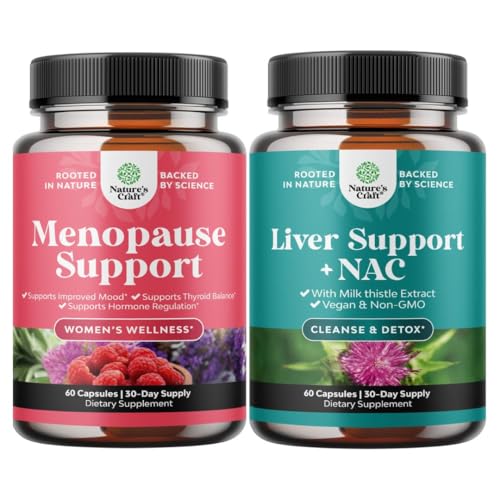 [BRSRECYYCMJWMFDK] Bundle of Complete Herbal Menopause Supplement for for Night Sweats Hot Flashes & Mood Swings and Liver Support NAC Supplement with Milk Thistle for Liver Cleanse Detox & Repair - N Acetyl Cysteine
