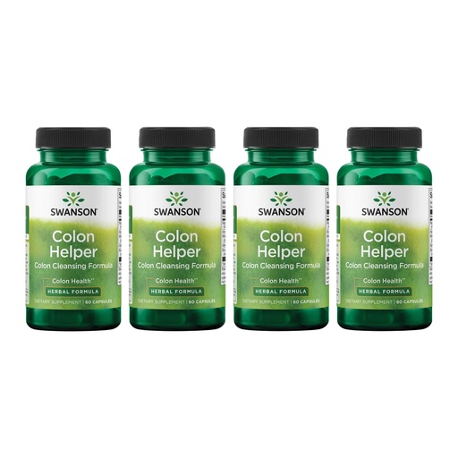 [BRSRMEIFPIARMG34] Swanson Colon Helper Herbal Digestive Supplement for Adults Seeking Healthy Eliminations with Goldenseal, Slippery Elm & Aloe (60 Capsules, 4 Pack)