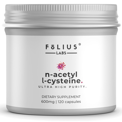 [BRSREY32CV6W22D2] FOLIUS LABS Clean Label N-Acetyl L-Cysteine (NAC) 600mg Supplement – Lungs and Respiratory Support – Immune Health Support – 120 Veg Capsules