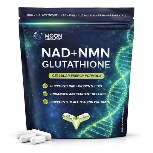 [BRSRAC3YBVYGAFDP] NMN + L-Glutathione Supplement – NAD+ Support, Mitochondrial Energy & Antioxidant Defense with CoQ10, NAC, PQQ & Alpha Lipoic Acid – 120 Capsules. Refill Pack