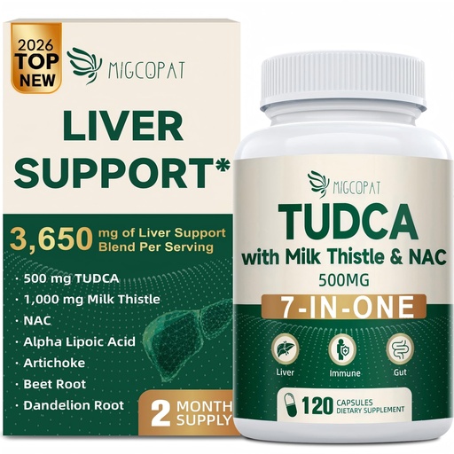 [BRSRGFAHOADQ2DTP] Migcopat 7-in-One TUDCA Supplement, 3650mg with Milk Thistle, NAC, Alpha Lipoic Acid, Dandelion Root, Bile Salts TUDCA for Liver Cleanse Detox & Repair, Bile Flow and Digestive Support - 120 Capsules
