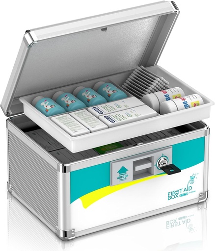 [BRSWGEL7BEPAOH37] Glosen Medicine Lock Box, Medication Lock Box,Locking Medicine Box, Security Lock Boxes【Small】 10x6.7x6.7 Inch,First Aid Key,Lock Box for Medication