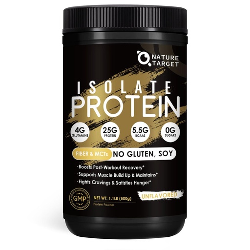 [BRSREZT2BN5AEFL2] NATURE TARGET Unflavored Protein Powder - 24g Whey, Milk & Pea Isolate Blend with MCTs - No rBGH, Gluten-Free - Perfect for Coffee & Baking - 16 Servings