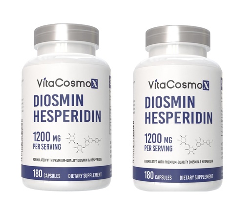 [BRSRGZA7AEMGYD3V] Diosmin Hesperidin 1200 mg Complex, 180 Capsules, Citrus Bioflavonoids Rich Fruit Extract, 100% Vegetarian, Non-GMO & Gluten Free Diosmin Supplement with Max Strength - 2 Packs